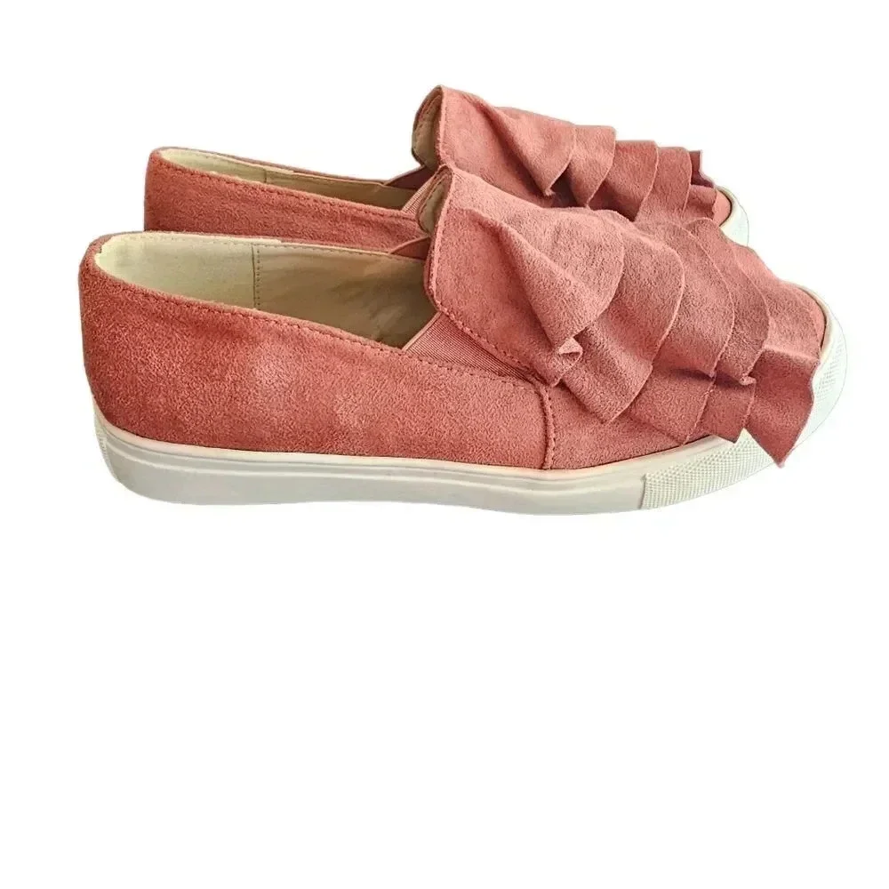 JC Journee Collection Mauve‎ Glint Ruffle sneaker Size 6 New